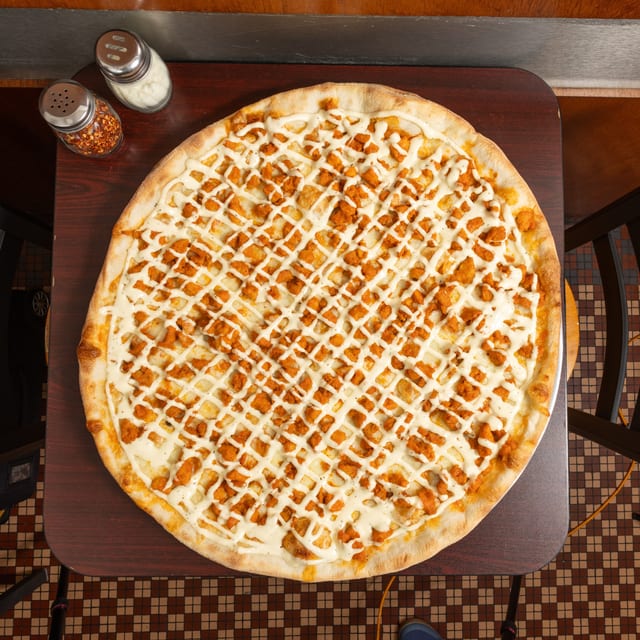 Personal Buffalo Chicken Pizza.